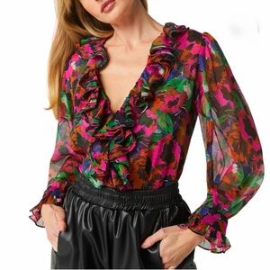 Misa Florence Top in Jewel Tone Floral size S